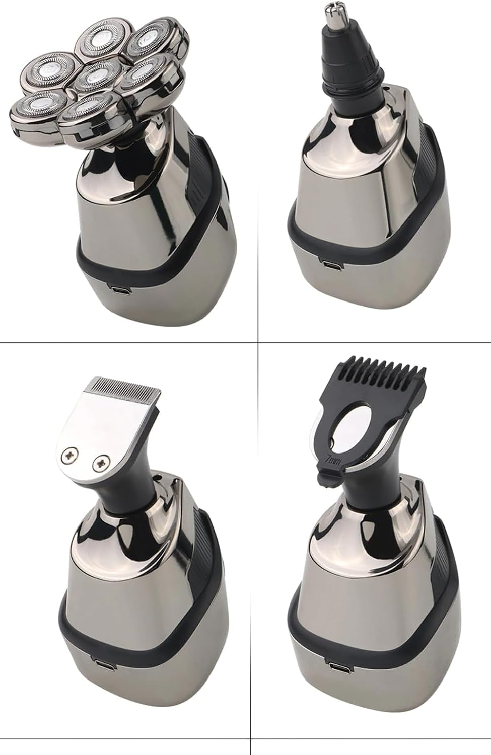 Head Shaver - 5 in 1 Electric Head Shaver Razor for Men with Digital Display Detachable Beard & Nose Trimmer, IPX7 Waterproof Men'S Grooming Kit, Cordless Rechargeable Electric Razor